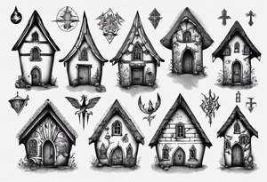 Medieval scandanavian house tattoo idea