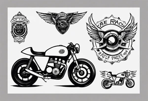 Cafe racer style motorcycle tattoo idea