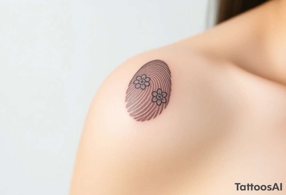 A fingerprint with tiny, delicate lace details in soft beige and blush pink, symbolizing elegance and romance. tattoo idea