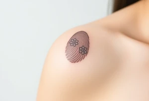 A fingerprint with tiny, delicate lace details in soft beige and blush pink, symbolizing elegance and romance. tattoo idea