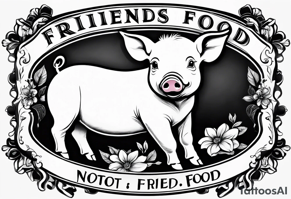 cute piglet.
with text: "friends not food" tattoo idea cute piglet.
with text: "friends not food" tattoo idea