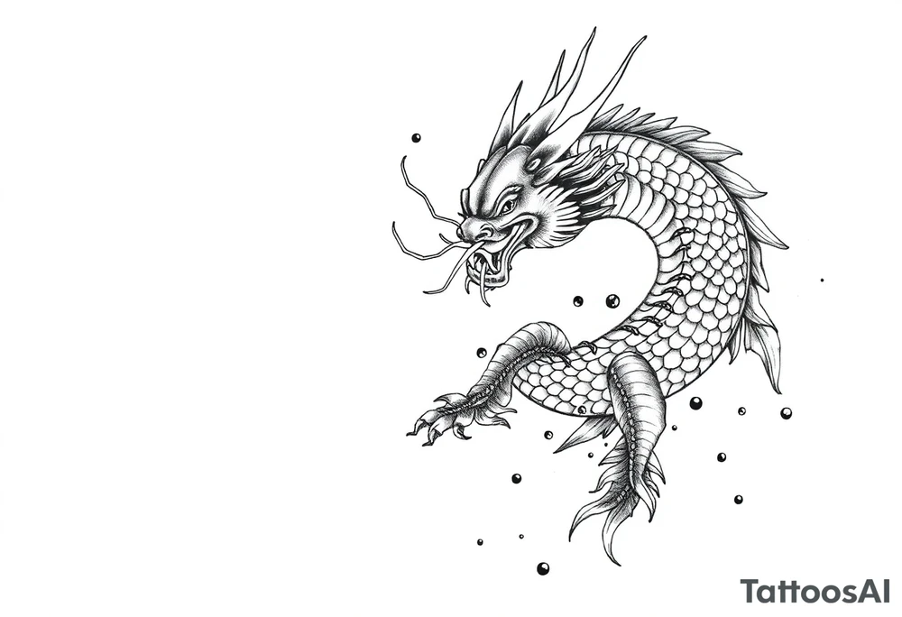 dragon koi fish in water tattoo idea