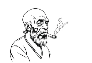 Simple American traditional style pope smoking meth out of pipe tattoo idea