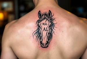 horse silhouette 
from the front
with letters M A L tattoo idea