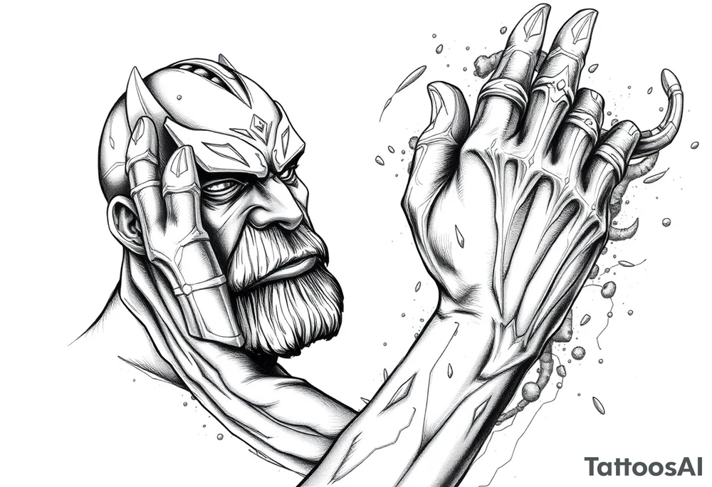 thanos with infinity gaulet tattoo idea