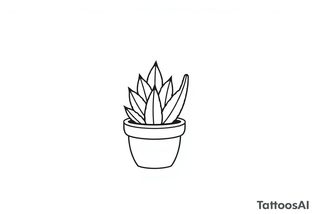 cute cacti and succulent in a pot tattoo idea