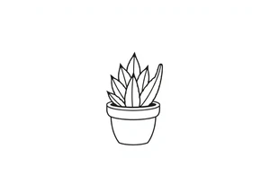cute cacti and succulent in a pot tattoo idea
