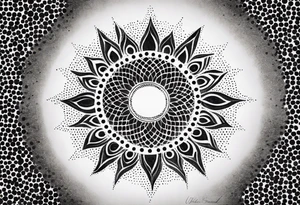 simple sun made of black dots and circles tattoo idea