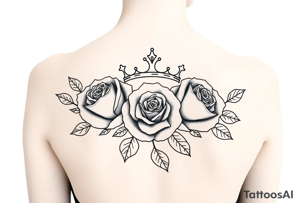 Roses with a crown tattoo idea