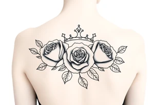 Roses with a crown tattoo idea