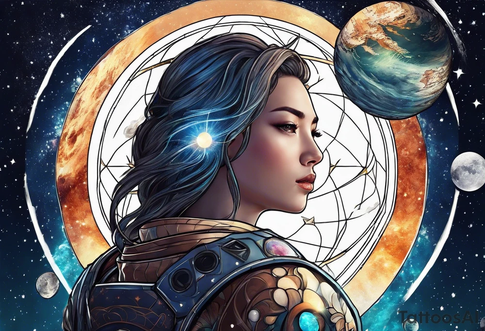 Man,solar, planet space tattoo idea