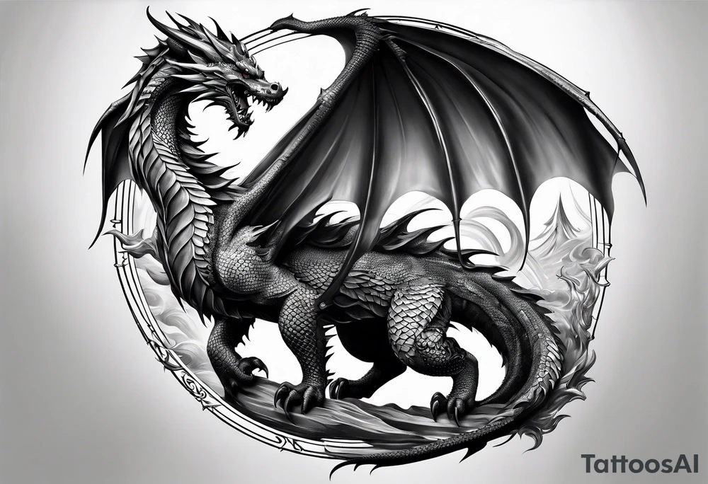 Drache mit geschlossener Schnsuze tattoo idea
