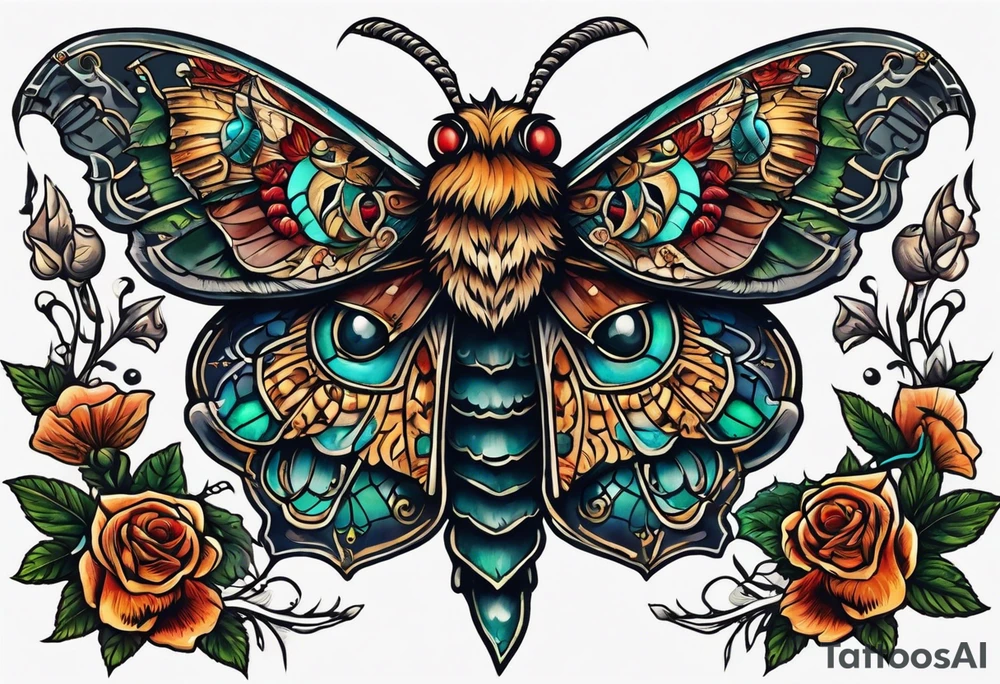 death moth with Wicca aesthetic tattoo idea