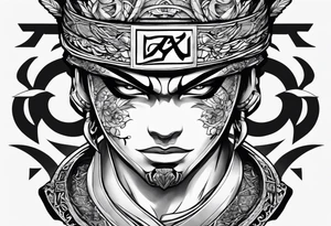 the letters A R in the middle of a ninja headband tattoo idea