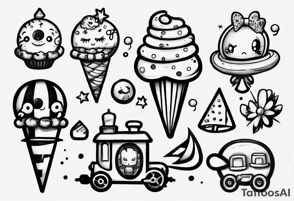 bonbon and choo choo tattoo idea