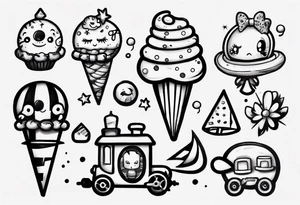 bonbon and choo choo tattoo idea