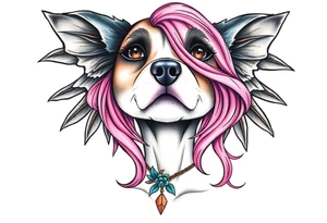 goth hot puppy girl with big boobs and pink hair full human body tattoo idea