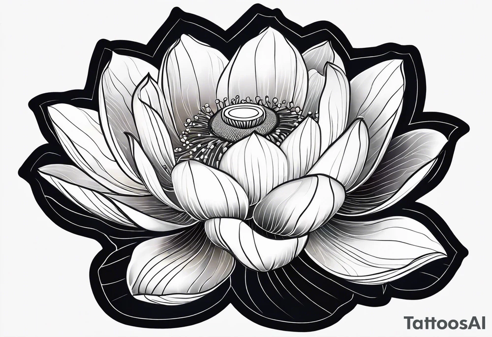 lotus flower with thin lines tattoo idea