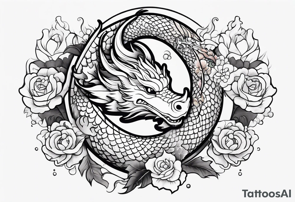 dragon and koi fish cute tattoo idea