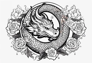 dragon and koi fish cute tattoo idea