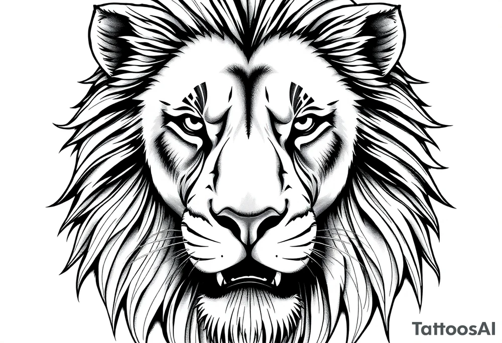 powerful majestic lion, close-up tattoo idea