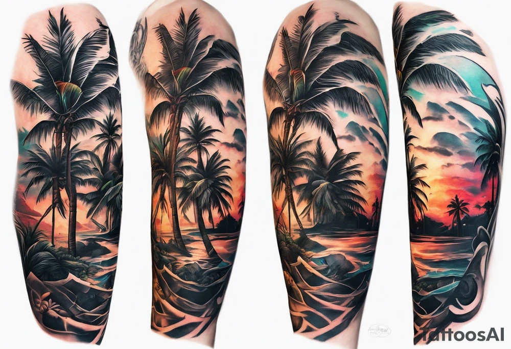 assassins creed with palm trees tattoo idea