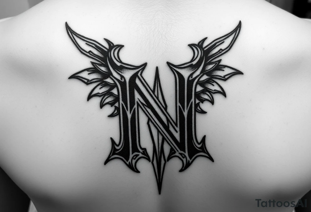 give me a tattoo idea of the letter N with a 100$ tattoo idea