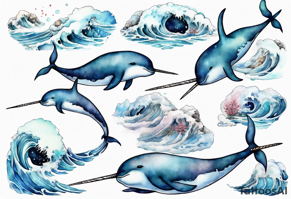 a narwhal in the arctic tattoo idea