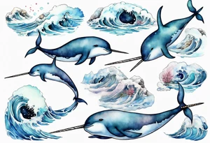 a narwhal in the arctic tattoo idea