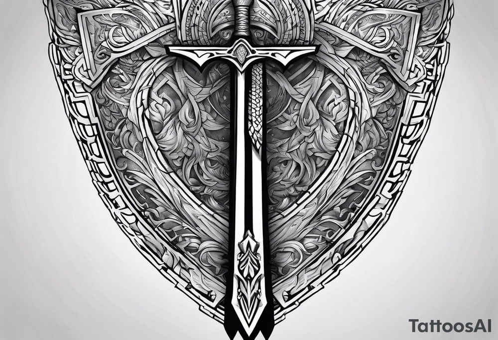 Valhalla shield fire sword tattoo idea