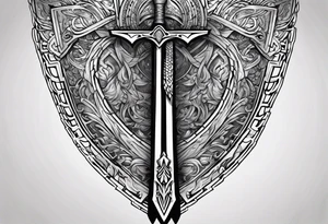 Valhalla shield fire sword tattoo idea