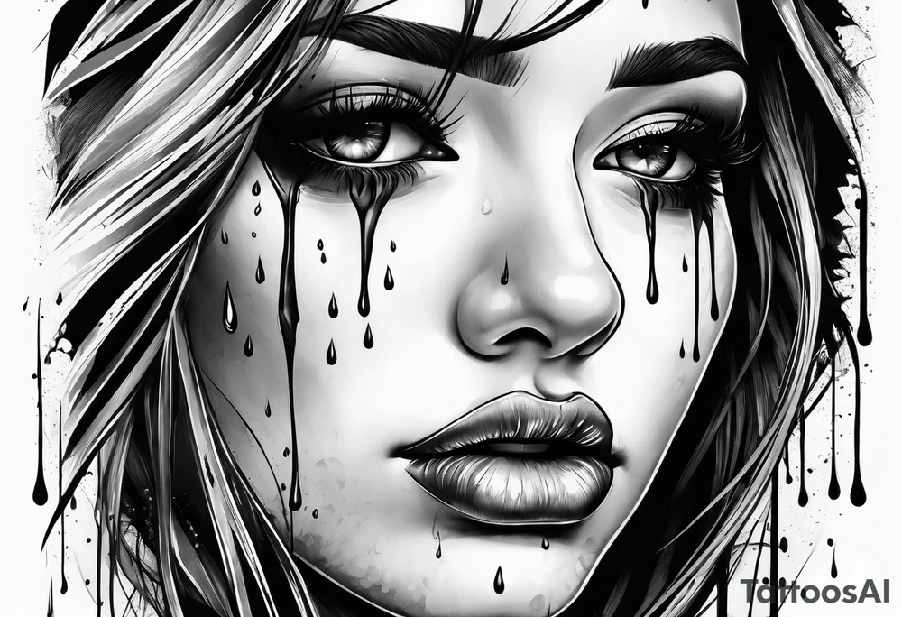 crying face with tears tattoo idea
