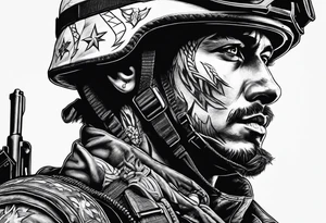 A modern soldier face to face with death tattoo idea