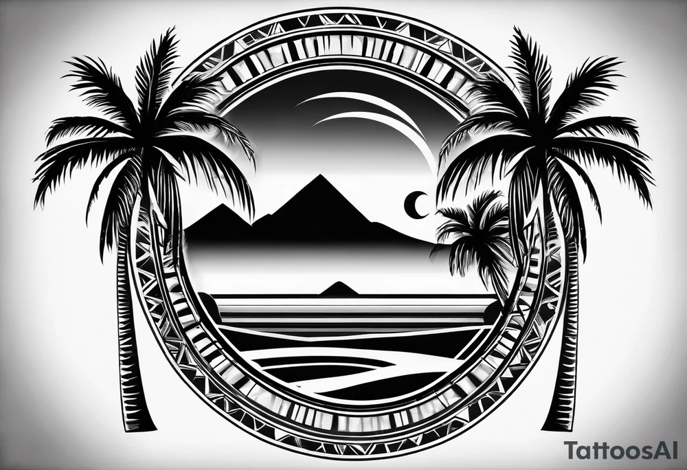 gambling sun palm tree tattoo idea