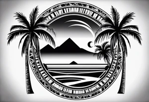 gambling sun palm tree tattoo idea