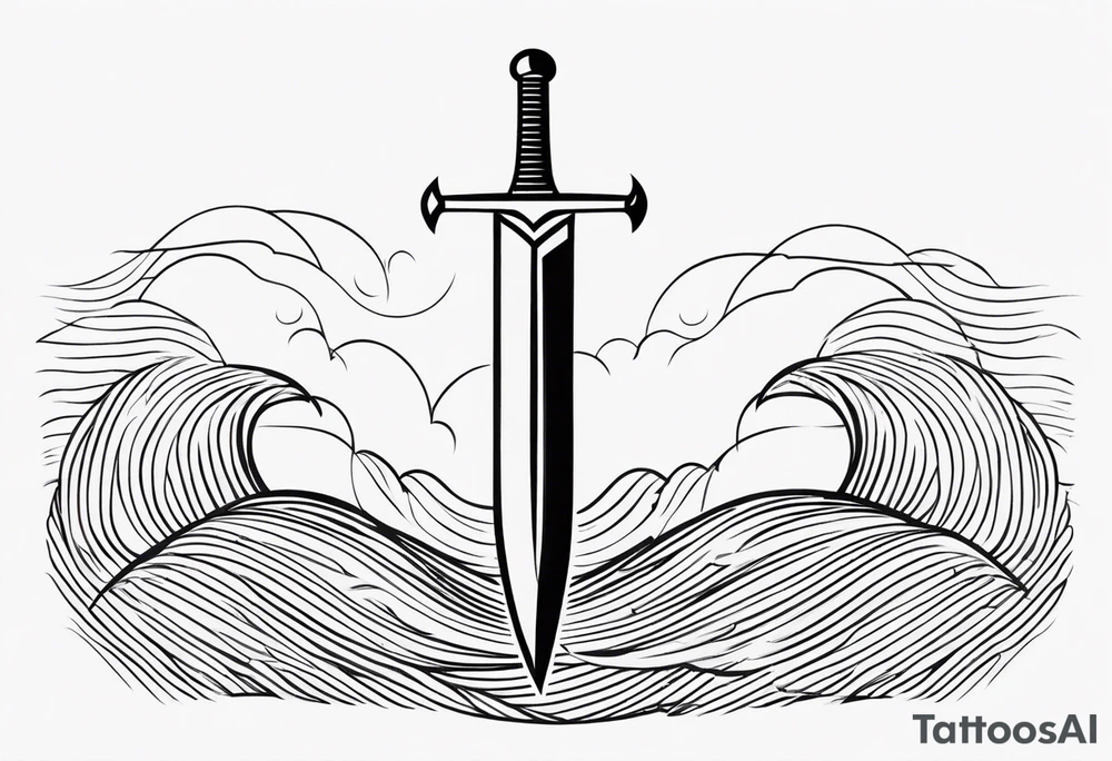 Geometric, simple, sword, lightning bolt and waves tattoo idea Geometric, simple, sword, lightning bolt and waves tattoo idea