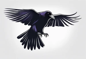 raven in flight with wings spread tattoo idea