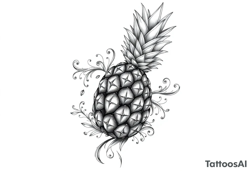 To cover pubic area vagina and anus using a pineapple with diamonds and magestic tattoo idea
