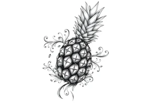 To cover pubic area vagina and anus using a  pineapple with diamonds  and magestic tattoo idea