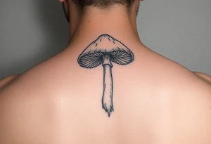mushroom with butterlys above it tattoo idea