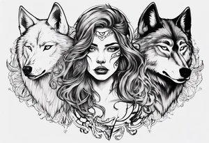 Half woman half wolf tattoo idea