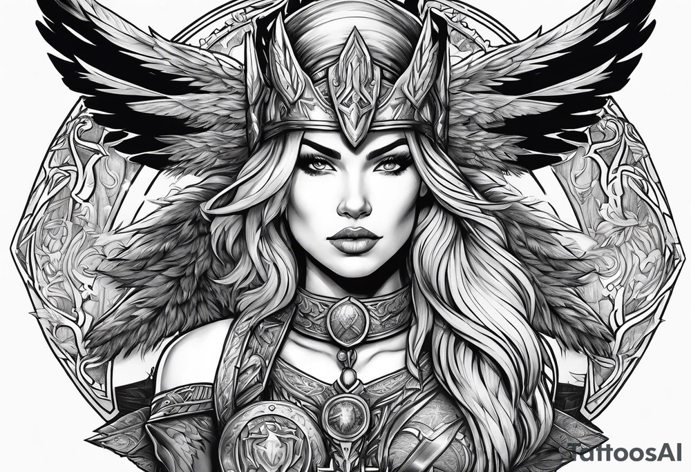 Valkyrie with fenrir tattoo idea