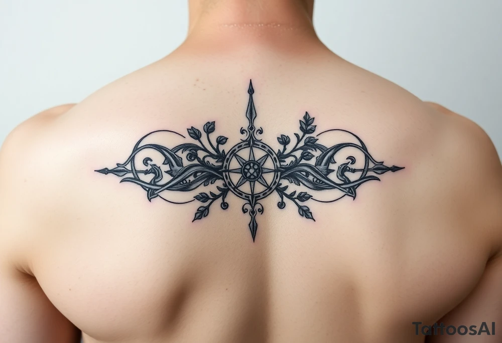 An armband tattoo combining Celtic traditional symbols and nature tattoo idea