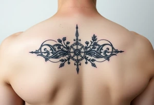 An armband tattoo combining Celtic traditional symbols and nature tattoo idea