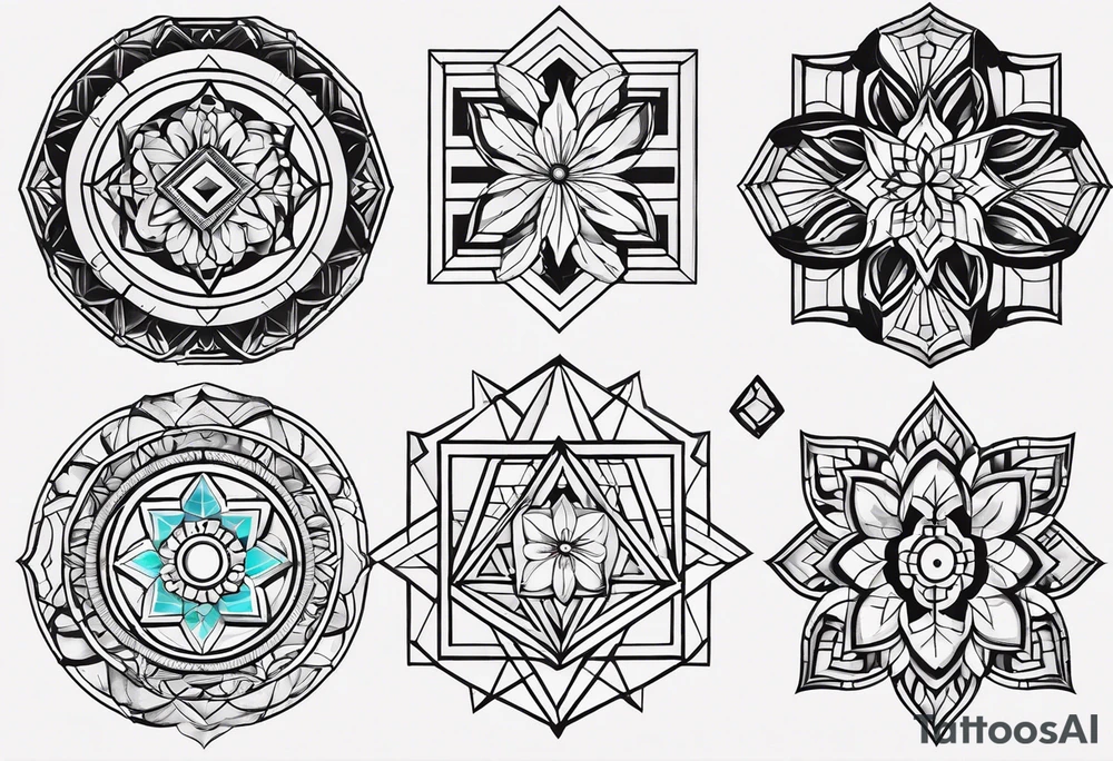 A set of geometric shapes that represent balance in life. It needs to be a small tattoo. No flowers or borders. tattoo idea