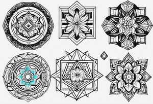 A set of geometric shapes that represent balance in life. It needs to be a small tattoo. No flowers or borders. tattoo idea