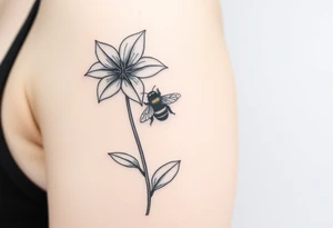 Trillium ovata with a bumble bee hovering near it tattoo idea