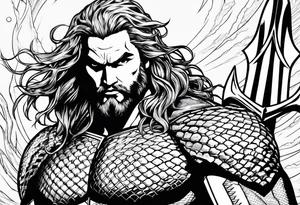 aquaman superhero with trident tattoo idea