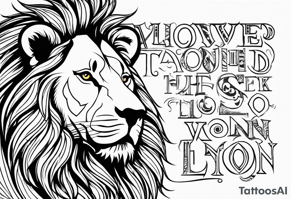 text lion tattoo idea