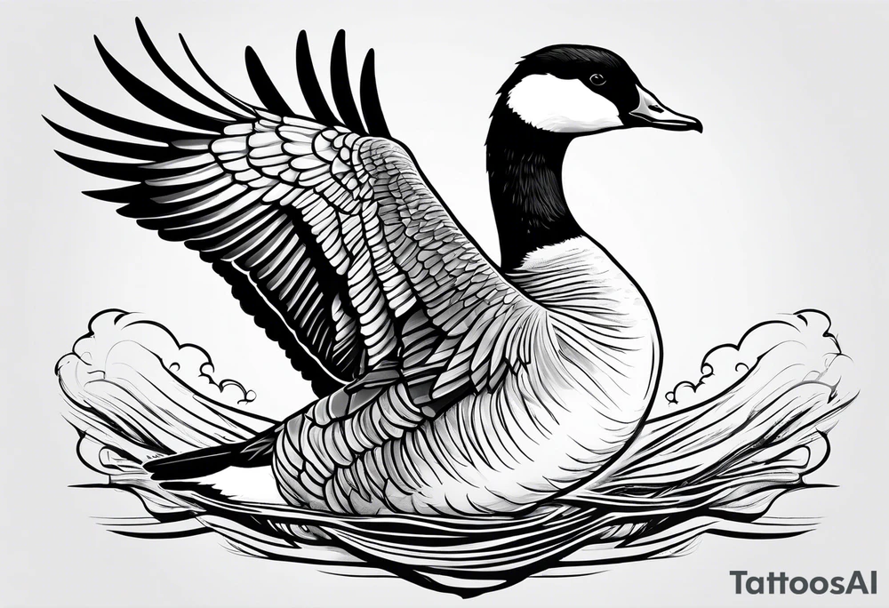 canadian goose preparing to fly tattoo idea